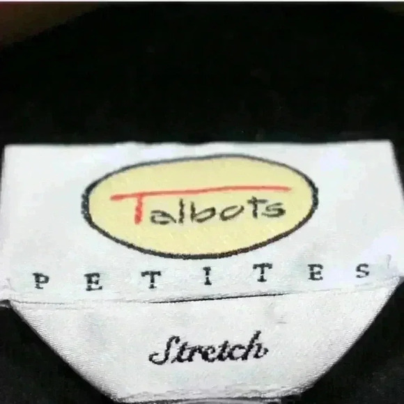 TALBOTS Black Velvet Velour Jacket Button Up Collar Stretch Casual Petite S - Picture 7 of 10